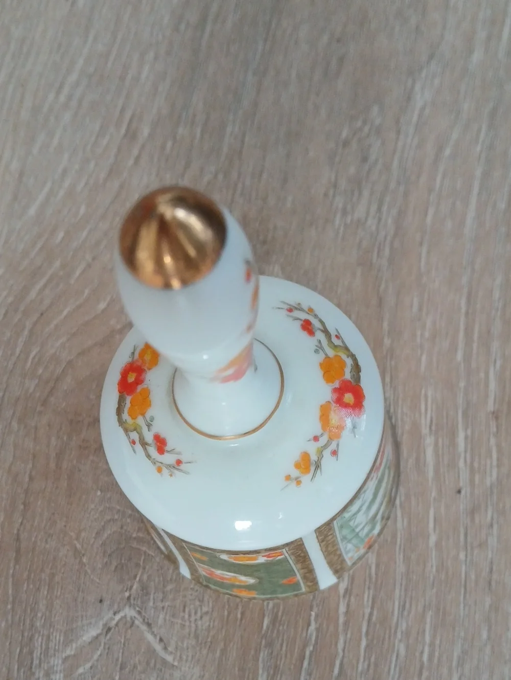 Vintage Imari Bell Japanese Porcelain Hand Painted Blossoms & Birds 6